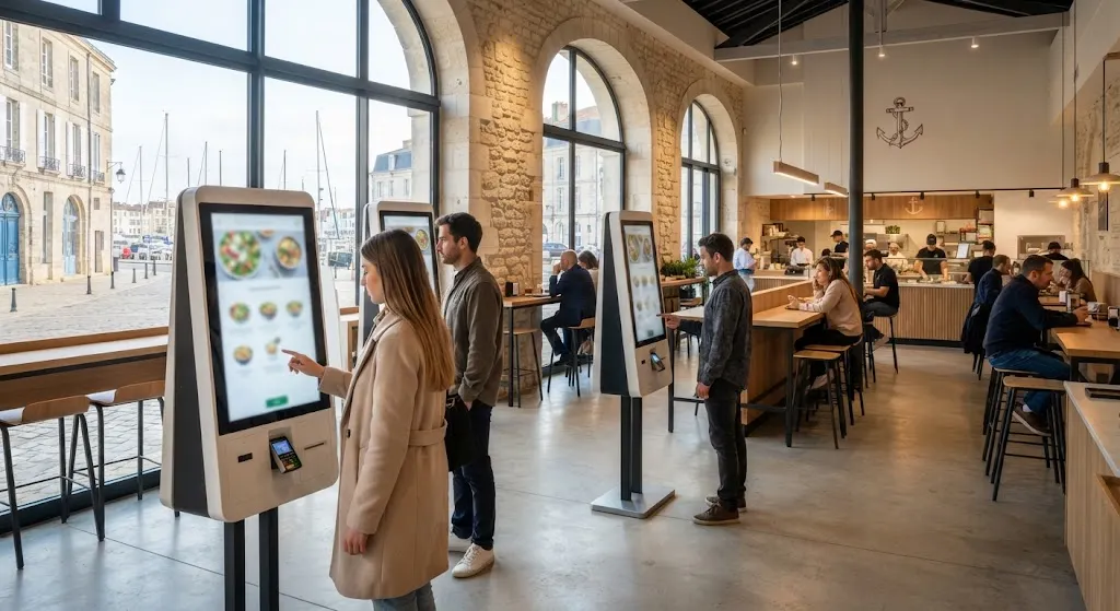 Bornes de commande tactiles installées dans un restaurant à La Rochelle