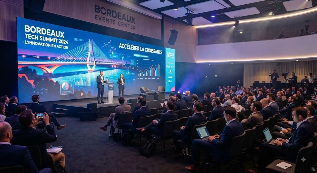 Grand mur LED utilisé lors d'un événement professionnel à Bordeaux
