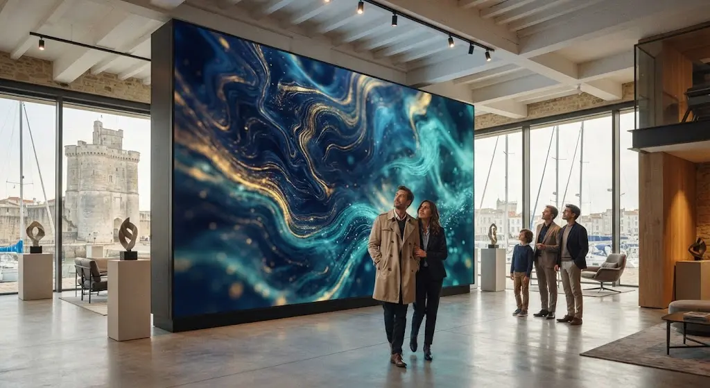 Mur LED grand format installé dans un espace commercial à La Rochelle