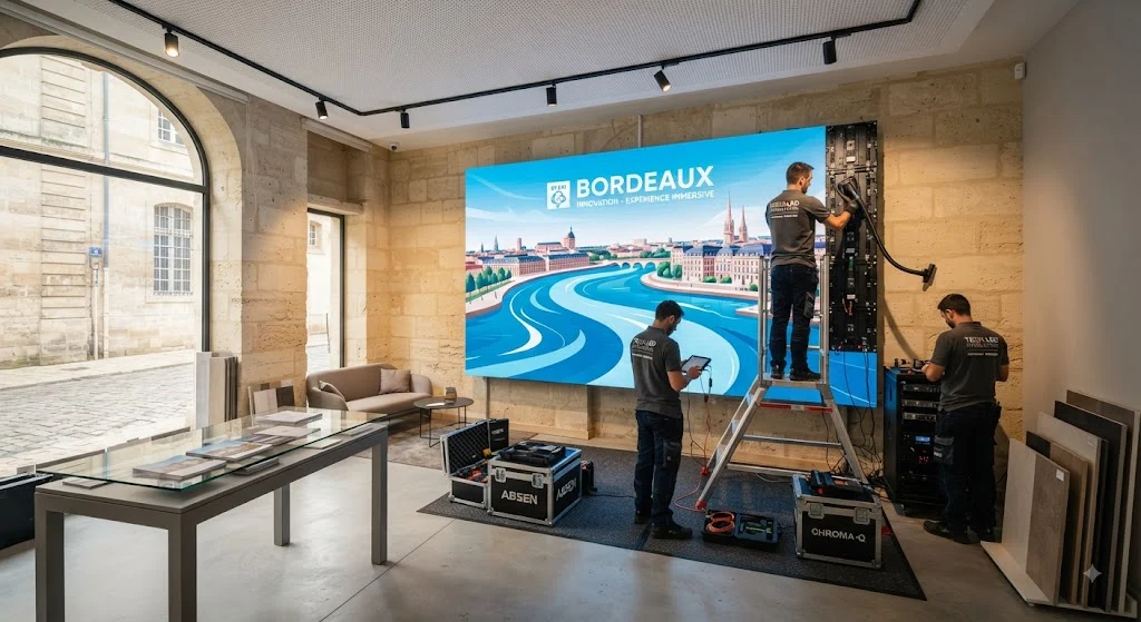 Mur LED installé dans un commerce à Bordeaux pour attirer l'attention des clients