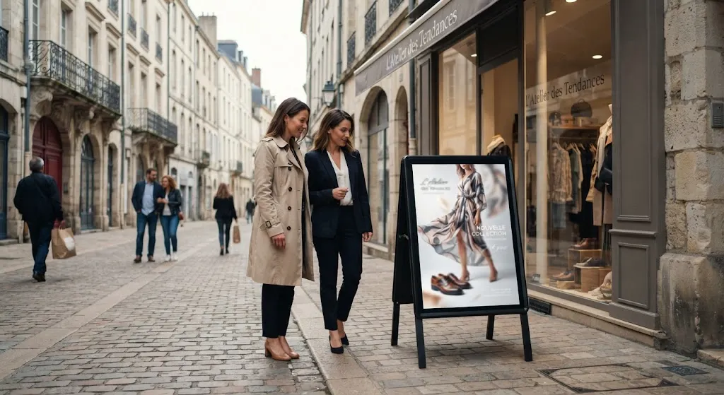Stop trottoir numérique installé devant un commerce à Limoges